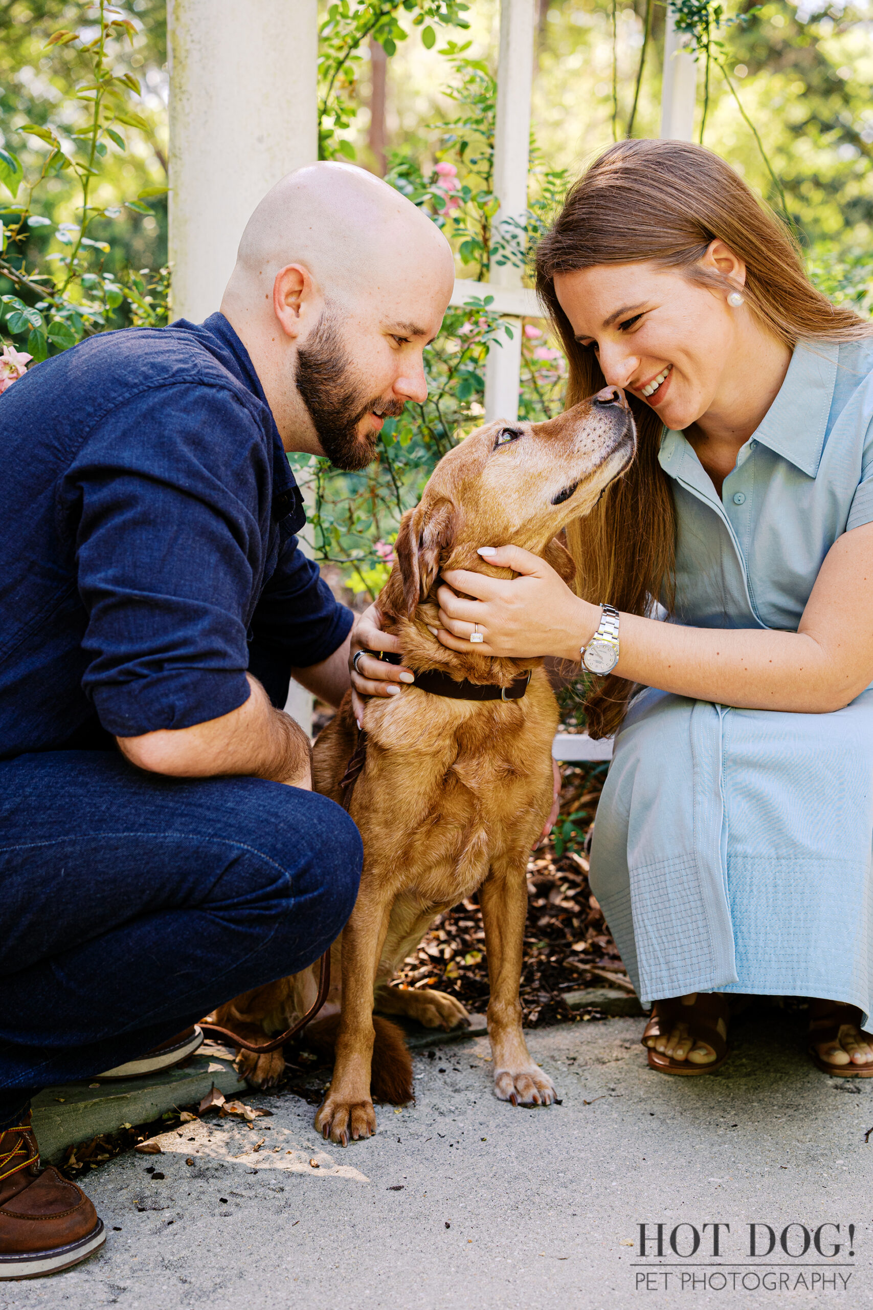 Chloe and Bryson share a close moment with Dixie during their Cherished Companion session at Kanapaha Botanical Gardens in Gainesville.
