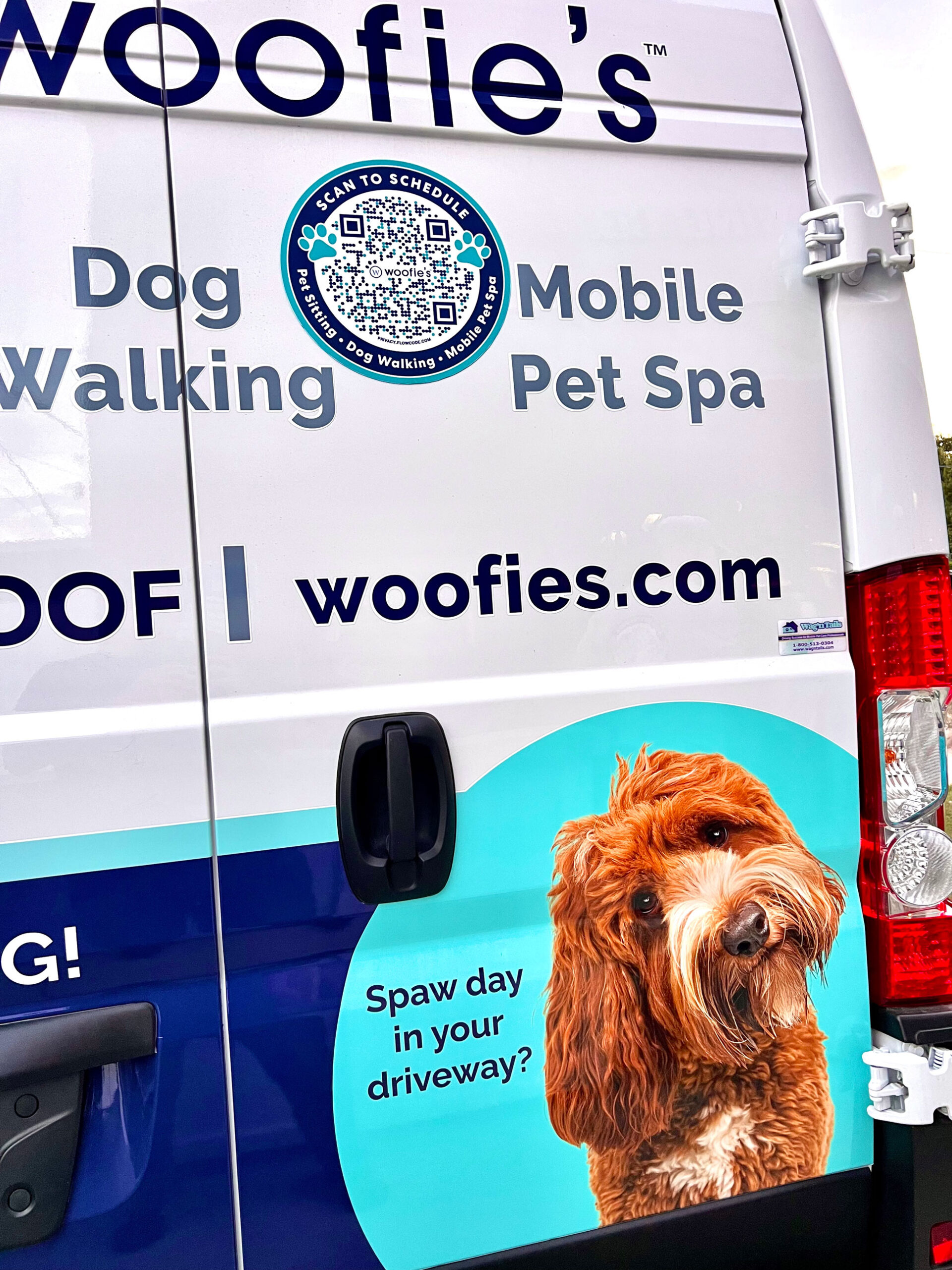 Vehicle wrap commercial pet photography for pet franchise Woofie's of West Orlando by Hot Dog! Pet Photography